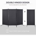 thumbnail image 4 of HOMCOM 6' 3 Panel Room Divider, Double Hinged Privacy Screen, Grey, 4 of 10