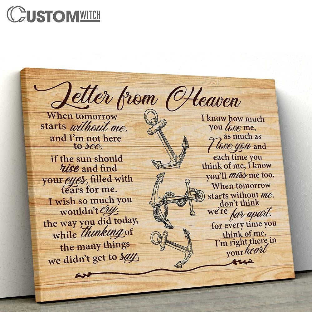 Letter From Heaven Vintage Rustic Christian Framed Canvas Wall Art Bible Verse Scripture Print Inspirational Religious Wall Decor Gift