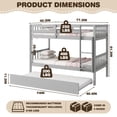 thumbnail image 2 of SESSLIFE Twin Over Twin Bunk Bed with Trundle, Convertible Wood Bunk Bed Frame with Ladder & Safety Guardrail, Separates into 2 Twin Beds, Space-Saving for Kids Bedroom, Guest Room, Gray, 2 of 10
