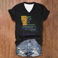 thumbnail image 2 of Camiseta de Manga Corta con Cuello en V Impresa para las Mujeres, 95% Poliéster 5% Spandex Vintage Top Ligero para Diario, Fiesta Y Primavera, 2 of 3