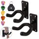 thumbnail image 2 of Soporte de pared para guitarra, paquete de 3 ganchos de guitarra para pared, soporte de gancho de guitarra negro para bajo eléctrico acústico y más, 2 of 5