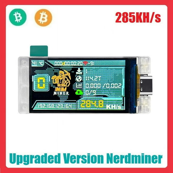 Upgrade NerdMiner 285KH/S BTC Solo Lottery Miner Bitcoin Crypto WiFi Connection Low Power Nerd
