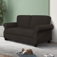 thumbnail image 7 of 56" Loveseat Sofa, Mid Century Modern Couch with Thick Cushion, 2 Seater Small Sofa for Living Room Bedroom Apartment Office, Solid and Easy to Assemble, Brown, 7 of 7