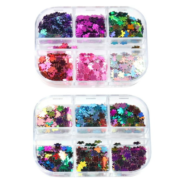 KAKOWELY 2 cajas de pegatinas de lentejuelas para uñas, calcomanías de manicura DIY, calcomanías exquisitas para uñas