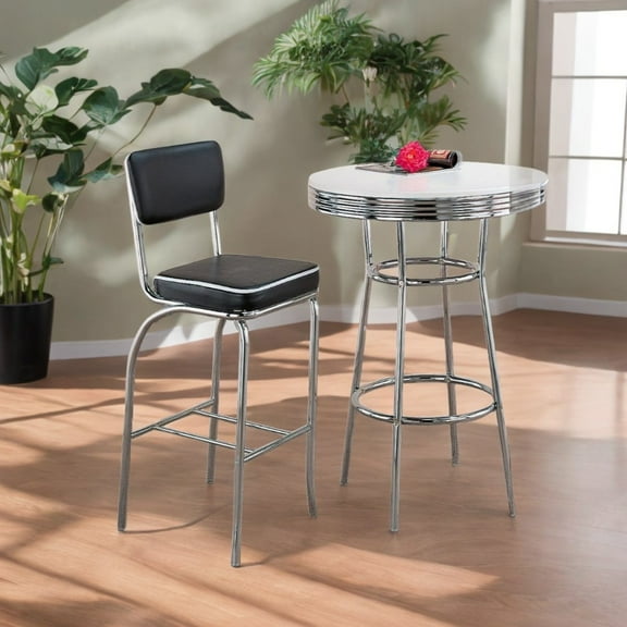 Retro Black Bar Stool Set of 2