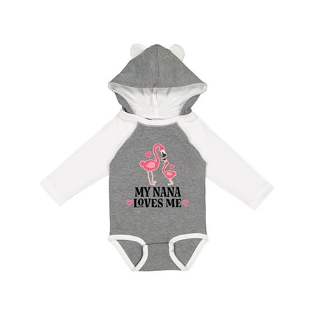 

Inktastic Nana Loves Me Girl Flamingo Gift Baby Girl Long Sleeve Bodysuit