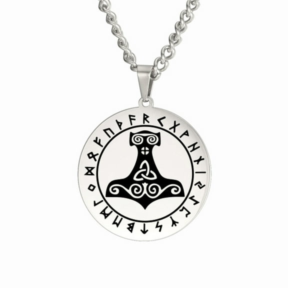 TEAMER Viking Mjolnir Thor's Hammer Norse Odin Symbol Necklace Valknut Celtics Knot Protection Amulet Silver Stainless Steel Jewelry