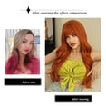 thumbnail image 4 of Wig Long Curly Hair with Bangs Big Waves Head Cover Rose Net Chemical Orange Wig, 4 of 10