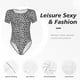 thumbnail image 4 of Balery Black Leopard Body de cuello redondo de manga corta para mujer Tops de manga corta Tops básicos-Large, 4 of 7