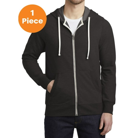 District DT356 Perfect Tri French Terry Full-Zip Hoodie, Black, 2XL, Mens Hoodies and Sweatshirts