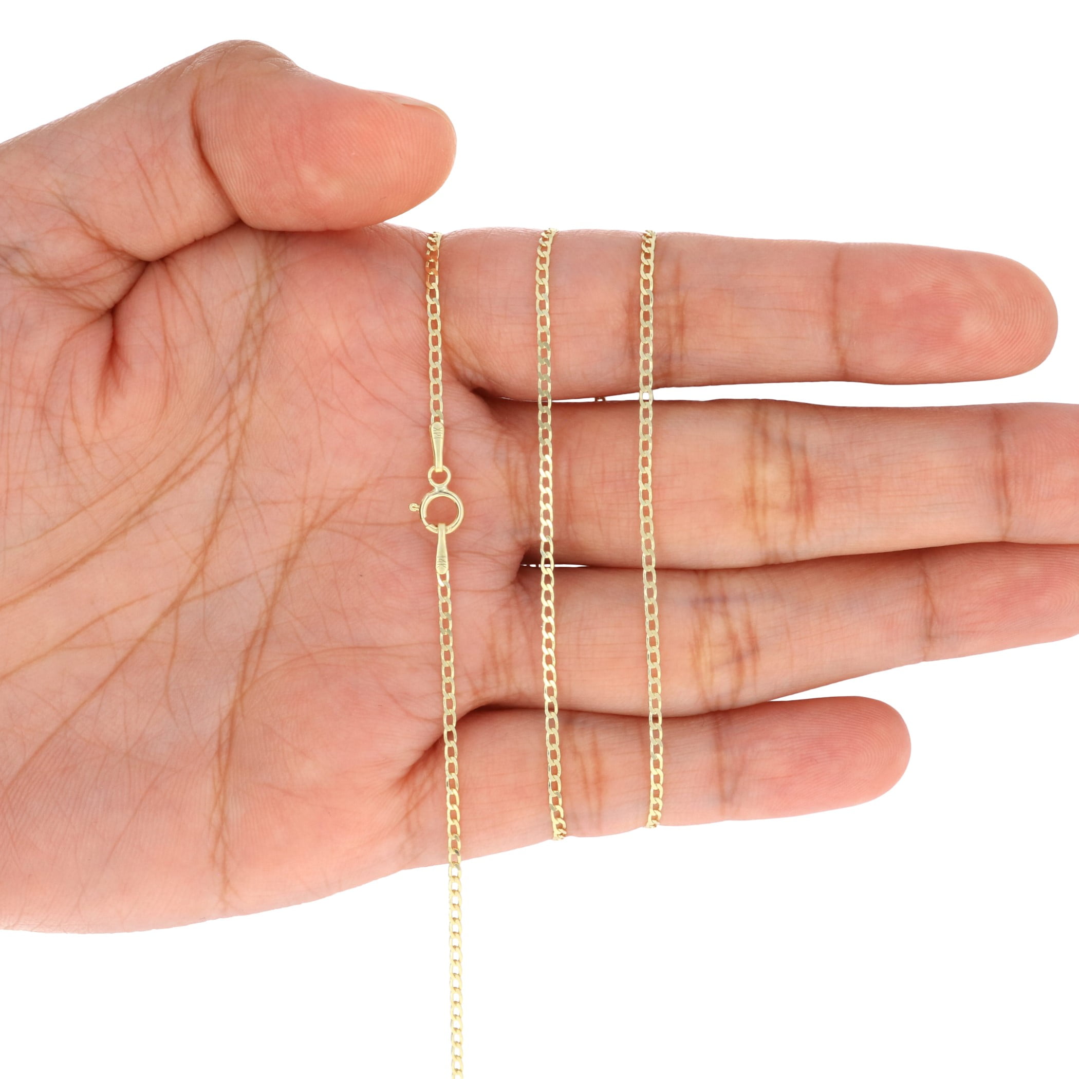 Nuragold 14k Real Yellow Gold Solid Cuban Curb Link 1.5mm Chain Necklace ((16"-24") Dainty Italian Jewelry for Men & Women