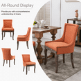 thumbnail image 3 of Upholstered Linen Dining Chairs with Bronze Nailhead, Dining Room Chairs Tufted Cushion Back Elegant Accent Chairs with Solid Wood Legs for Living Room/Kitchen (Set of 6), 3 of 9