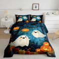 thumbnail image 2 of Manfei Forest Ghost Pumpkin Full Size Comforter Sets for Kids, Watercolor Fall Halloween Bedding Comforter Set, Halloween Reversible, 3 Pieces, 1 Comforter and 2 Pillowcases, 2 of 6