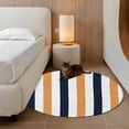 thumbnail image 3 of Burnt Orange Navy Blue Striped Large Area Rugs for Bedroom Living Room, Soft Non Slip Carpet Bedside Rug, Farmhouse Stripe Art Round Floor Cover Kitchen Accent Rug 3.3' for Dining Room/Office, 3 of 9