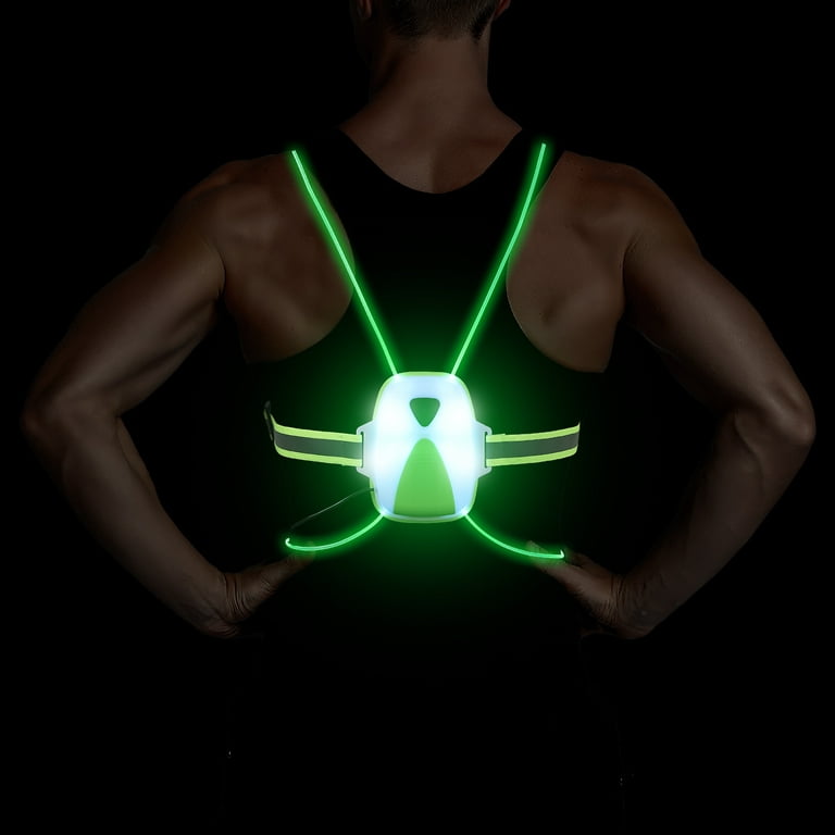 MoKo LED Reflective Running Vest High Visibility Warning Lights for Runners  Adjustable Belt Safety Gear for Men Women Night Running, Walking, Cycling