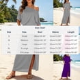 thumbnail image 2 of Dvprdro Off Shoulder Midi Dress for Women Short Sleeve Elastic Waist Side Pockets Side Split Solid Color Summer, 2 of 9