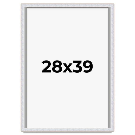 28x39 Shadow Box Frame Silver | 1.625 Inches Deep Real Wood Contemporary Shadowbox Display Frame |