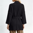 thumbnail image 6 of Vynhevius Women's Midi Length Cardigan Sweater Knit Solid Belted Waist Open Front Casual Long Sleeve Outerwear Tops, 6 of 6