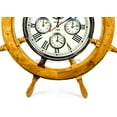 thumbnail image 4 of Nagina International 36" Premium Mahogany Crafted Large Nautical Ship's Wheel Times World Clock | Nautical Home Decor & Gifts (36 Inches, Mahogany), 4 of 5