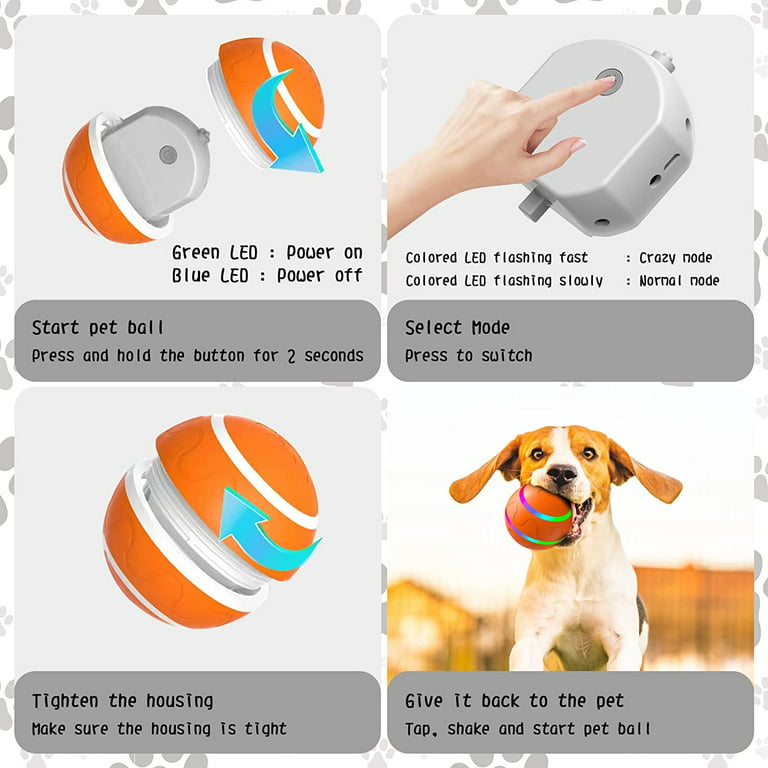 PetDroid Interactive Dog Toys Dog Ball 2023 Upgraded- Active Rolling  (Orange)