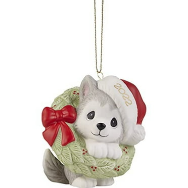 Precious Moments 221008 Wreathed in Christmas Joy 2022 Dated Dog Bisque Porcelain Ornament