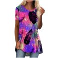 thumbnail image 2 of Puntoco Camiseta de manga corta con estampado étnico vintage de cuello redondo casual para mujer Puntoco Puntoco-8431, 2 of 4