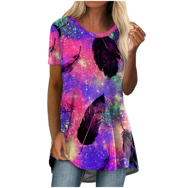 Camiseta de manga corta con estampado étnico vintage de cuello redondo informal para mujer Pompotops hkajfhjk463754