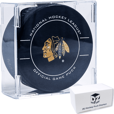 (6 Count) Display Zone Hockey Puck Display Case - Fits Official Size Ice Hockey Puck - Holder Stand