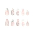 thumbnail image 5 of 24Pcs Artificial Press On Nails for Women Girls,Medium Almond Glue on Nails with Silver 3D Ripple Design,Reusable French Acrylic Full Cover Fake Nails for Beach Manicure Presents Daily Wear, 5 of 5