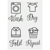 Laundry Room Wall Decor Black PVC Wash Signs for Wall Modern Style Decorative Stickers 1 Set