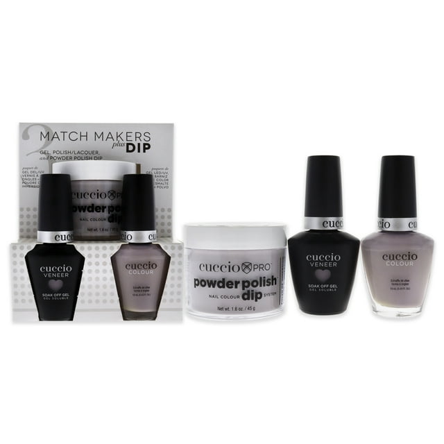 Cuccio Colour Sistema de inmersión de esmalte en polvo profesional de 1.6 oz, gel de remojo de chapa de 0.44 oz, esmalte de uñas de color de 0.43 oz Match Makers Plus Dip - Anhelo de Londres 3 Pc Cuccio Cuccio Colour Sistema de inmersión de esmalte en polvo profesional de 1.6 oz, gel de remojo de chapa de 0.44 oz
