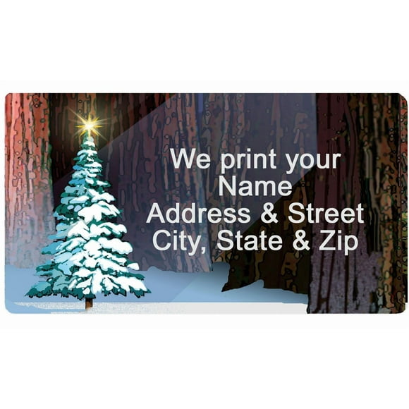Stonehouse Collection | Snowy Christmas Tree Return Address Labels | Redwood Forest Return Address Label | Christmas Tree Stickers (Redwood Forest)