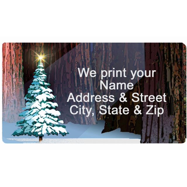 Stonehouse Collection | Snowy Christmas Tree Return Address Labels | Redwood Forest Return Address Label | Christmas Tree Stickers (Redwood Forest)