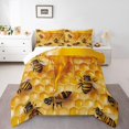 thumbnail image 2 of Erosebridal Funny Bee Bedding Queen Comforter Set, Gold Honey Down Comforter, Geometric Room Decor, 3 Pieces, 2 of 7