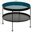 thumbnail image 6 of Kate and Laurel Nira Modern Round Two Tier Coffee Table, 26 Inch Diameter, Teal and Black, Decorative Glam Coffee Table for Storage and Display, 6 of 7