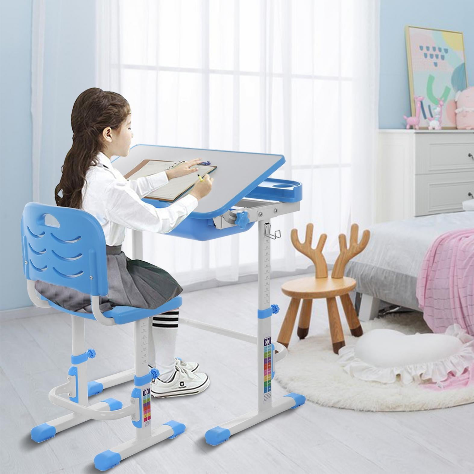 STEADY Kids Study Desk with LED Light Kids Desk and Chair Set Height Adjustable Children Desk