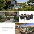 thumbnail image 3 of 7 Piece Patio Rattan Dining Set, Outdoor Dining Table Set, All Weather PE Wicker and Acacia Wood Furniture Set, Rectangular Table and 6 Cushioned Chairs Set, for Poolside, Balcony, Backyard, D7332, 3 of 7