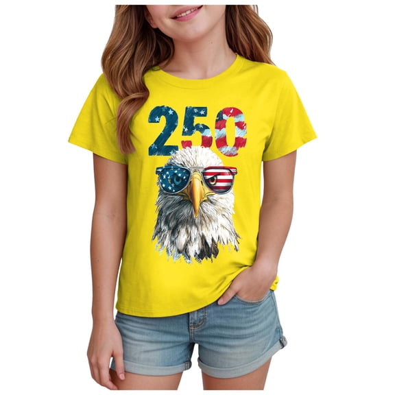 PEASKJP American Flag Shirt Kids 4th of July T-Shirt Toddler Boy Girl Fourth Star American Flag USA Patriotic Memorial Day Shirt Kid Independence Tee Top,Size 5-6 Years