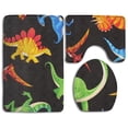 thumbnail image 1 of ABPHQTO Dinosaurio coloreado Juego de alfombras de baño de 3 piezas Alfombra de baño Alfombra de contorno y tapa de inodoro ABPHQTO Cont-CHAPPLE-30805, 1 of 2
