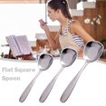 thumbnail image 2 of 1 Pc Steel Square Thickened Dinner Head Plain Spoon Flat Soup Spoon R2V4, 2 of 6