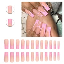 RAGUPEL 24Pcs Glue on Nails for Women,Pink Sequins Square Nails,Heart Nails Press Ons,Press on Nails Long for Party,Daily Life,Taking Pictures,Dating,Style1