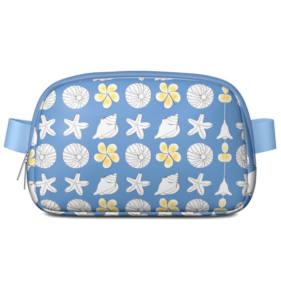 Mermaid Dreams Waist Bag – Ocean Fanny Pack with Seahorse, Coral, Anchor & Seashell Pattern, Vintage Tropical Beach Style for Women