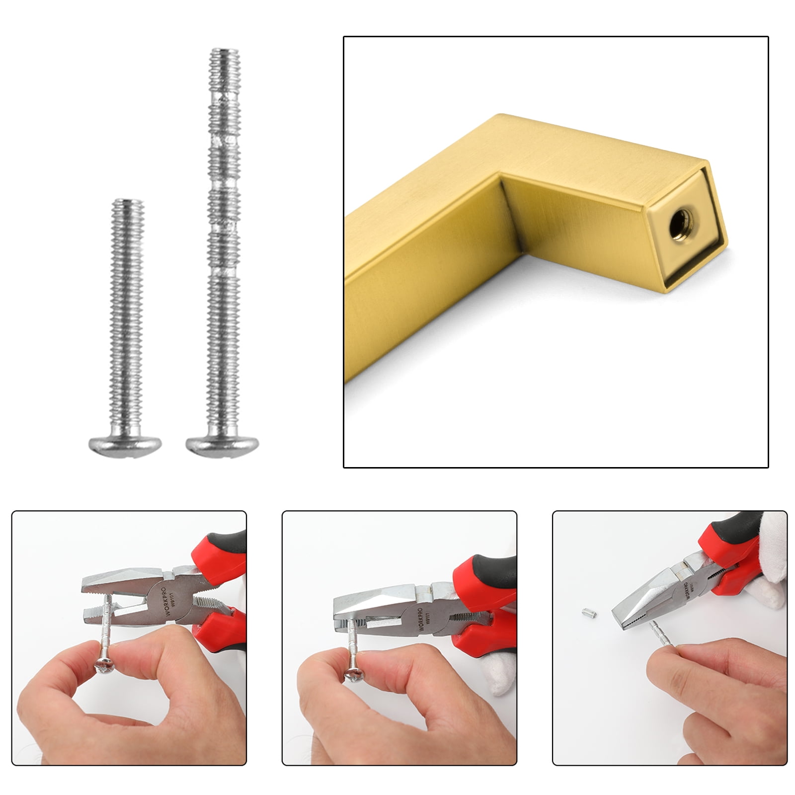 Homdiy 10 Pack Stainless Steel Cabinet Handles Brushed Brass Drawer Pulls for Kitchen Cabinet 4inch