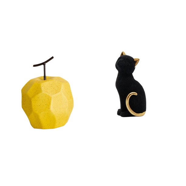 Escultura De Fruta De Gato De Porcelana, Figura Decorativa De Resina, Adorno De Mesa Coleccionable, Estatua Geométrica De Animal Para Festival, Oficina, Entrada, Estantería, Sala De Estar Y
