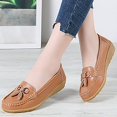 thumbnail image 2 of Mepaouo Women's Slip ons Low Wedges Leather Casual Loafer Shoes Nurse Work Walking Shoes(Brown,8), 2 of 5
