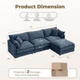 thumbnail image 4 of CARZZI LIFE Modular Sectional Sofa, 102 Inch L Shaped Couch Set with Armrests, 3-Seater Comfy Cloud Couches for Living Room Apartment, Blue, 4 of 11