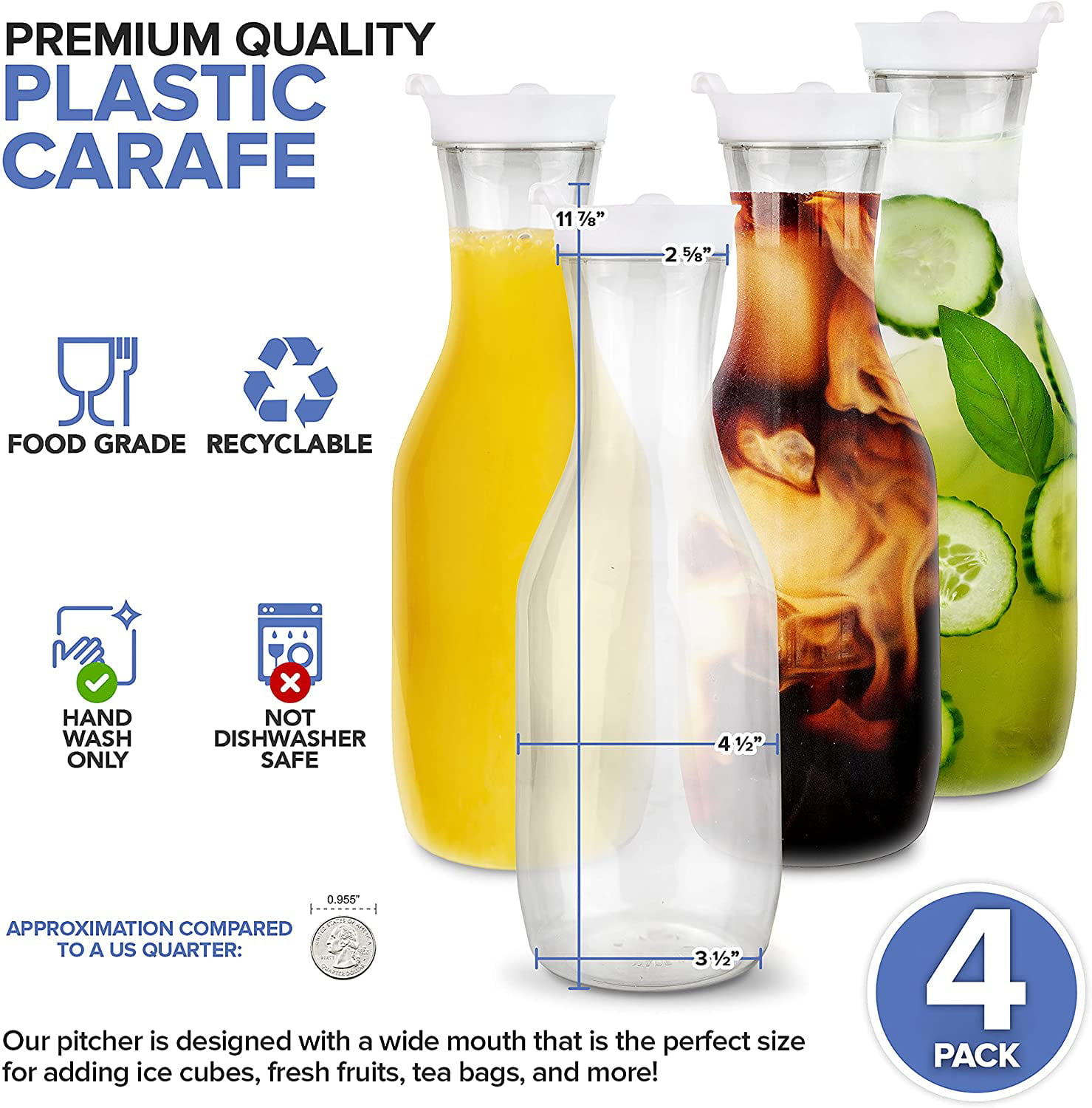 2 Pack 50 oz Plastic Carafe Water Pitcher – Jucoan