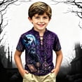 thumbnail image 2 of KHONTS Boys Viking Lace up V-Neck T Shirts Short Sleeve 3D Printed Tees,Size 2-13 Years 02-Purple 160, 2 of 5