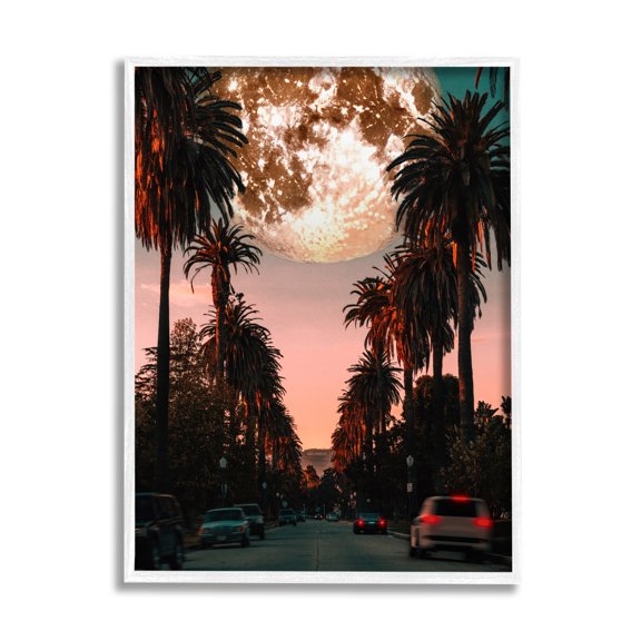Stupell Industries Tropical Moon Sunset Botanical & Floral Painting White Framed Art Print Wall Art, 11 x 14