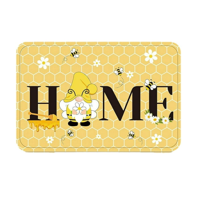 Alfombra de puerta antideslizante absorbente de agua para entrada de cocina, decoración de gnomo, Festival de abejas
